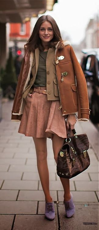 Fall Outfit With Skirt and Double Coat